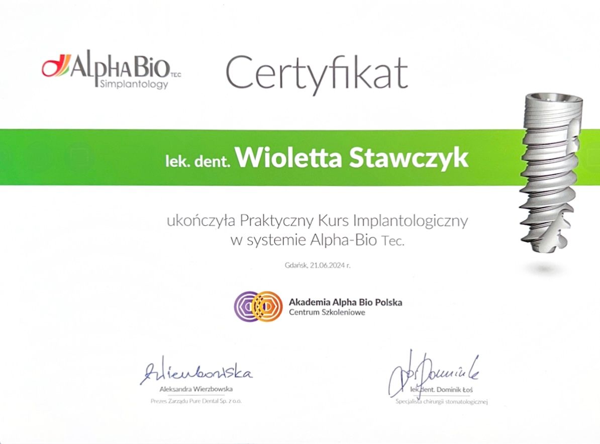 certyfikat implantologii